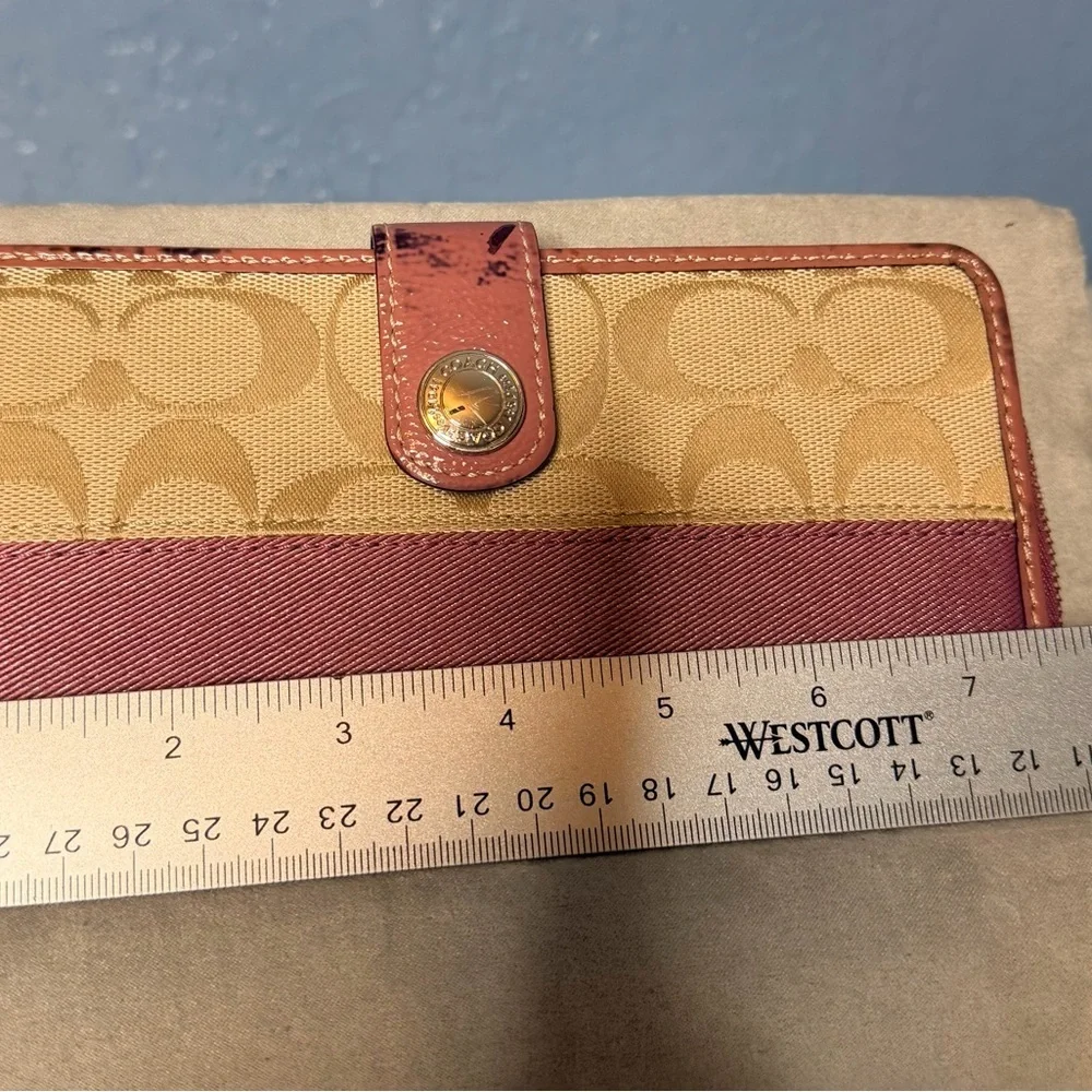 Coach Tan and Pink Signature Wallet